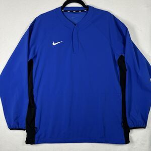 Nike Baseball Pullover Mens Large Royal Blue Black Hot Jacket Batting Practice L